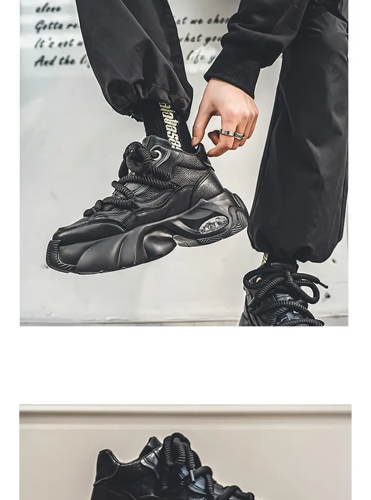Microfiber Leather Upper Increased Platform Stylish Sneakers