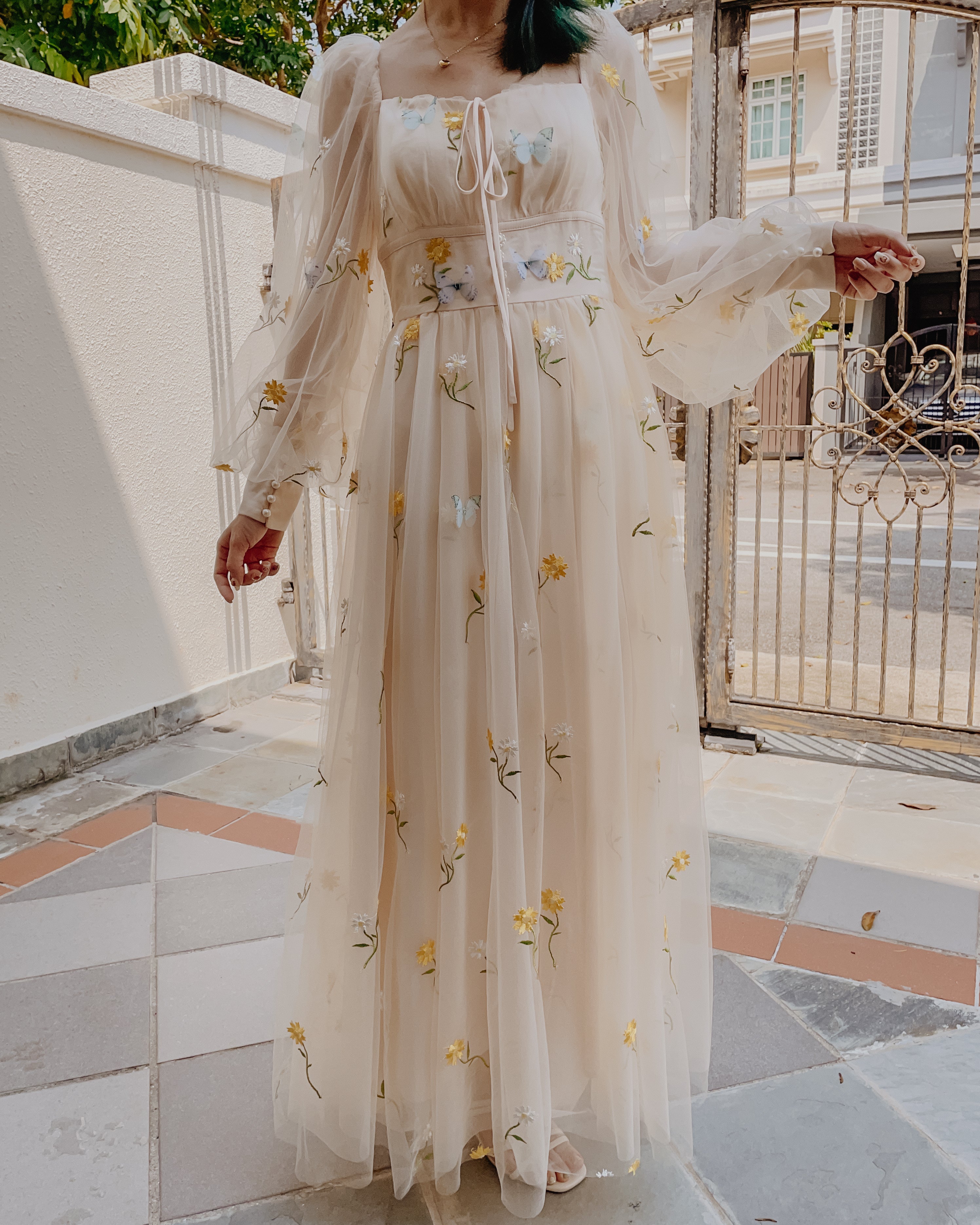 Butterfly Garden Tulle Maxi Dress Maxct