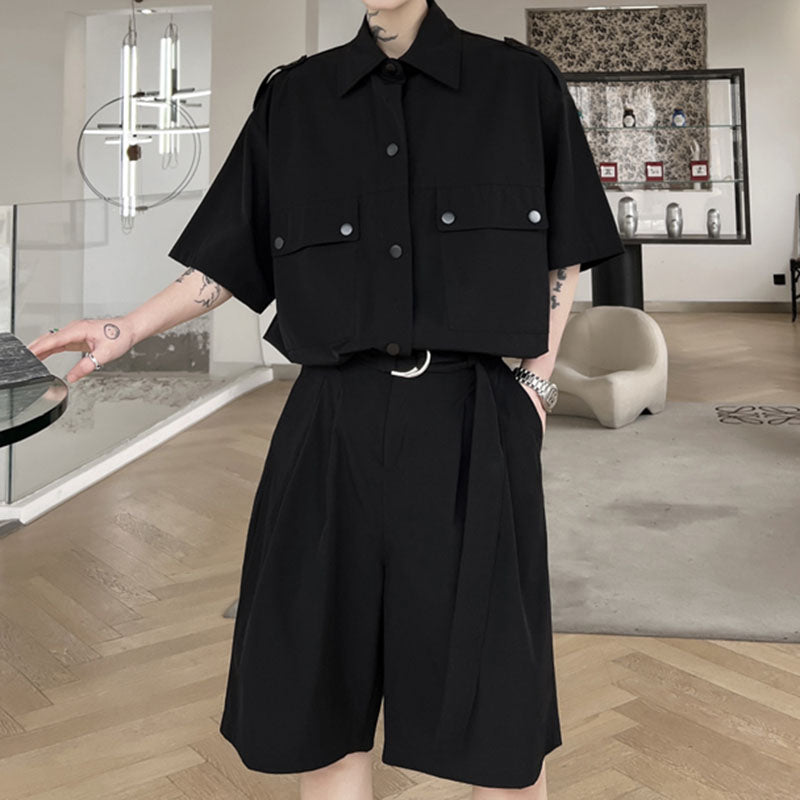 Maxct Single Breasted Shirt And Belted Shorts Set - Image 6