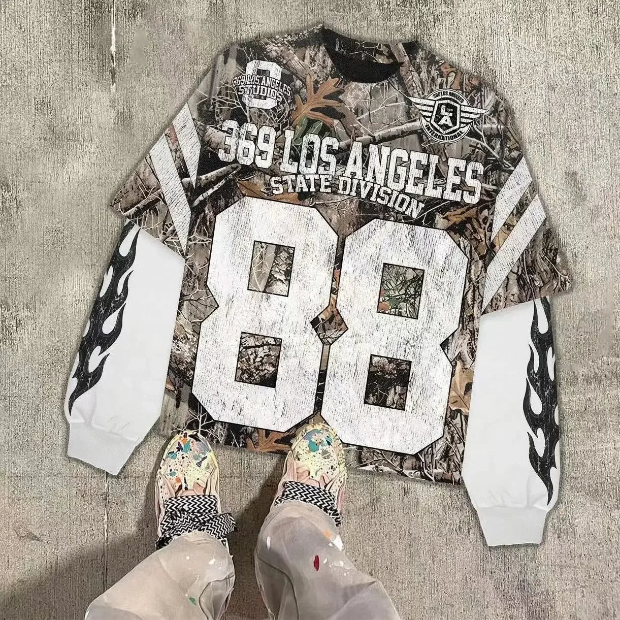Maxct Y2K T Shirt Men New Sports Shirt Male Gothic Oversize Camouflage Leaf pattern Long Sleeves T Shirt Hip Hop Sweatshirt Streetwear
