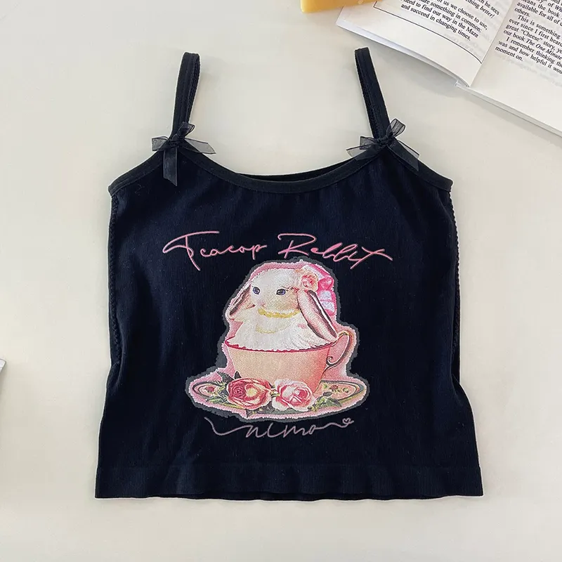 Maxct Rabbit Print Sleeveless Tank Tops Cartoon Women's Camisole Korean Version