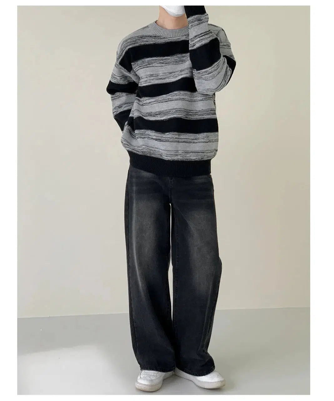 Maxct Black And Gray Striped Sweater