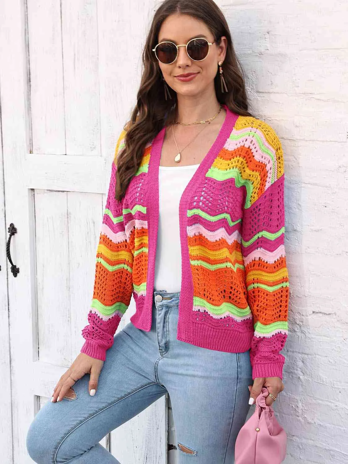 Maxct &Open Front Openwork Cardigan