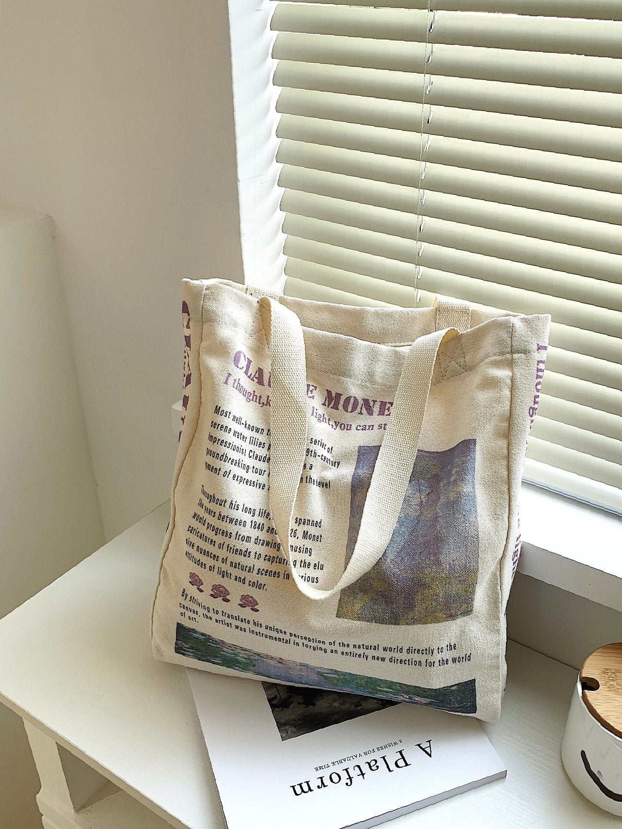 Maxct - Letter & Figure Canvas Shopper Bag  - Women Tote Bags