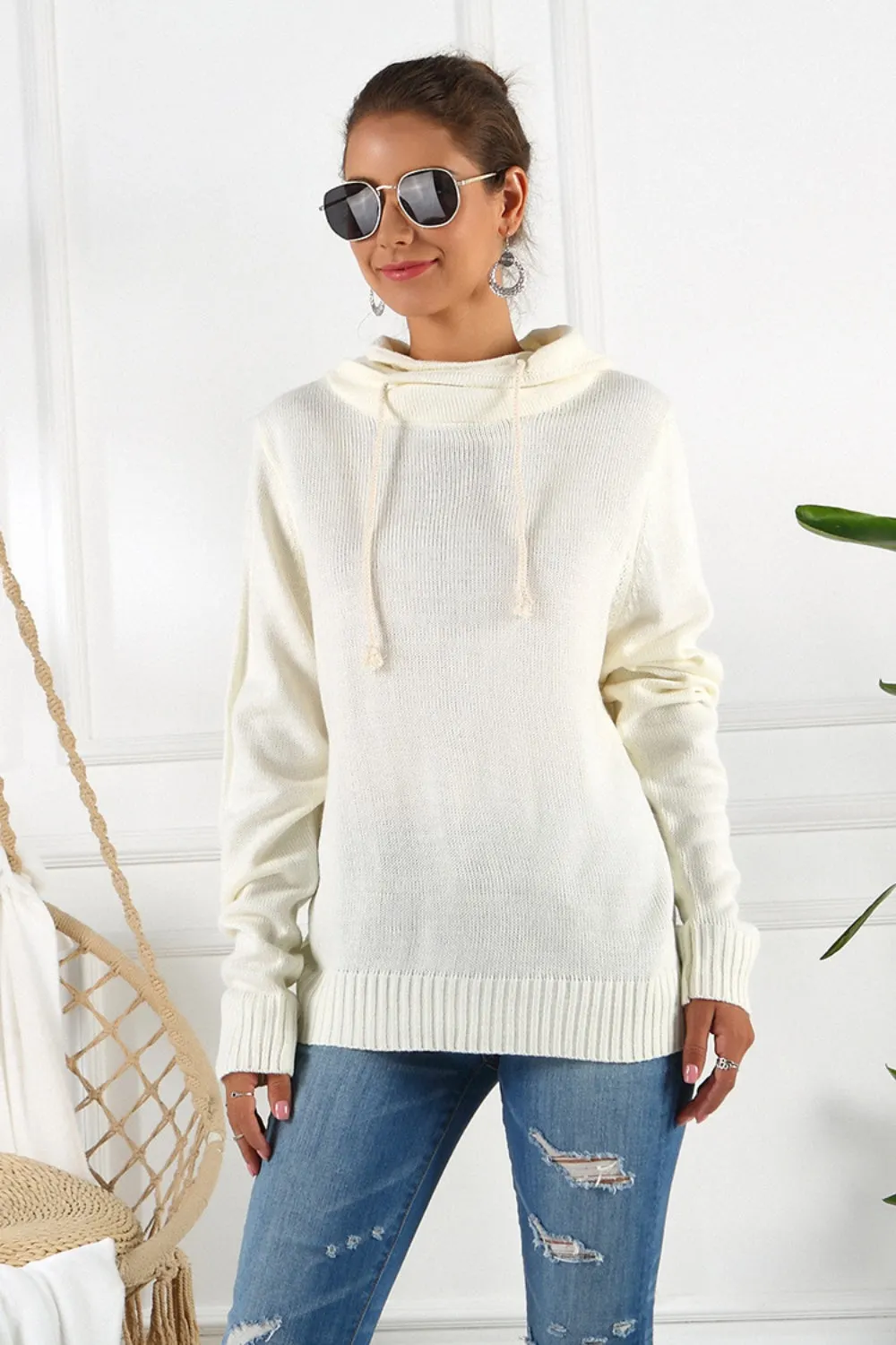 Maxct &Drawstring Mock Neck Long Sleeve Sweater
