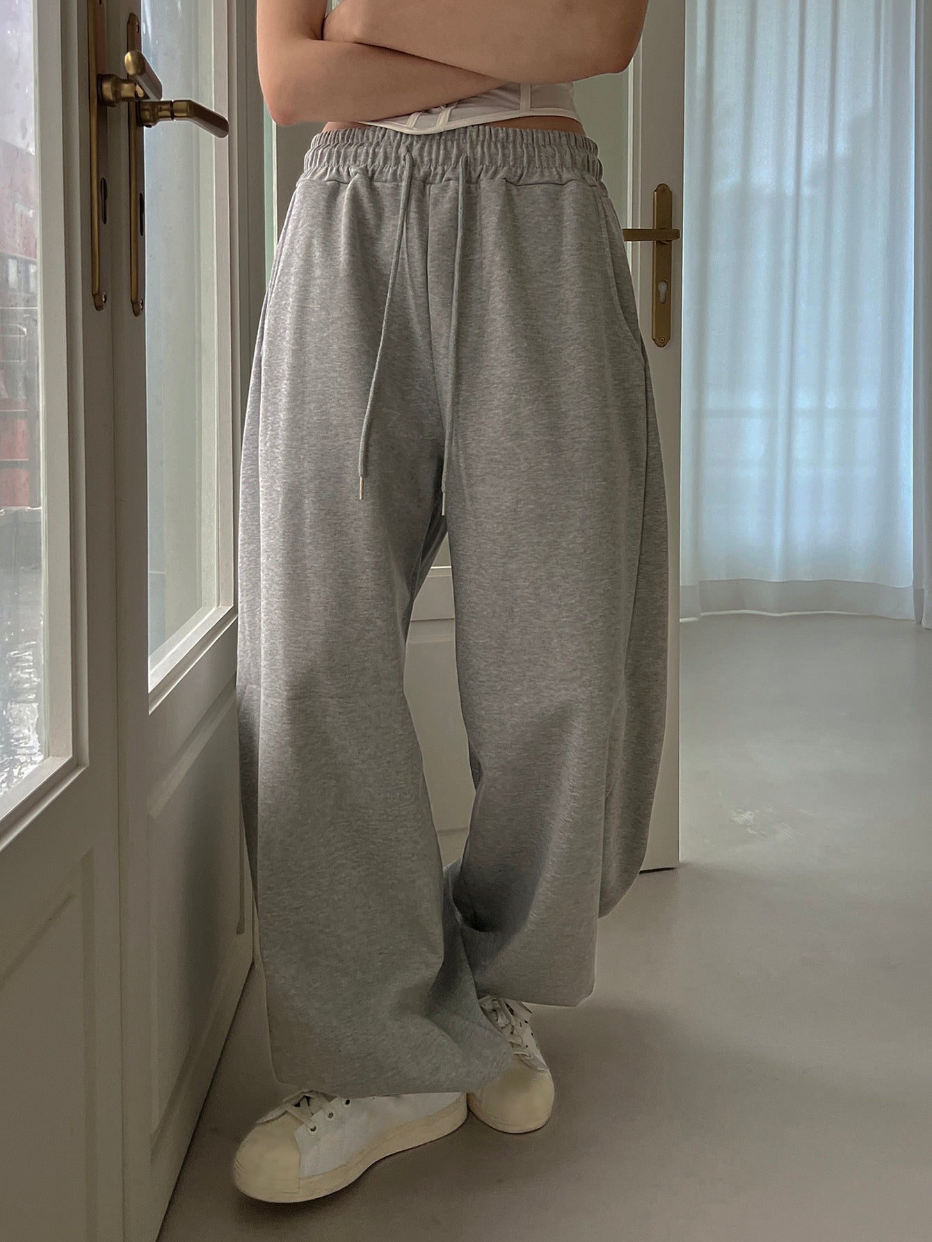 Maxct Drawstring Waist Wide Leg Sweatpants