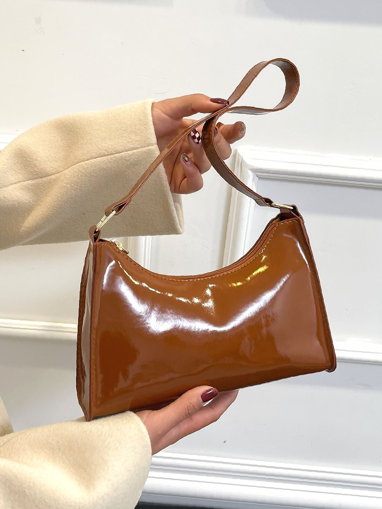 Bag For Love - Artificial Patent Leather Square Bag  - Women Maxct Bags