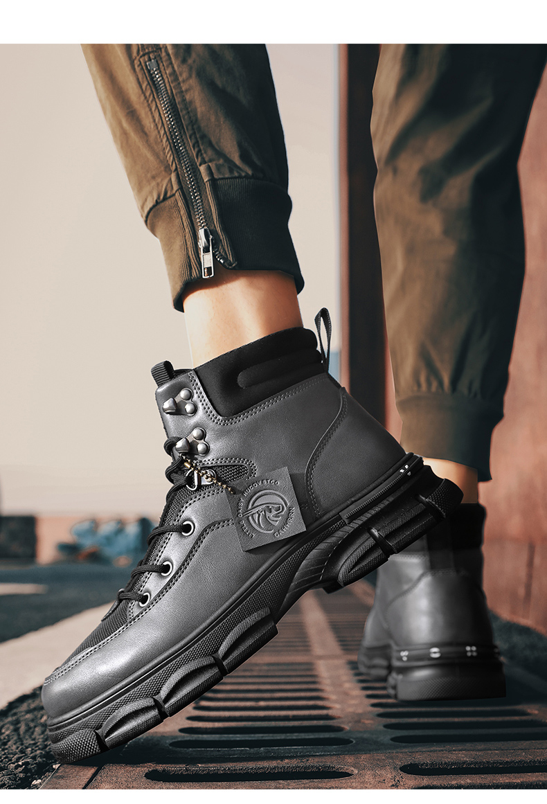 Platform Leather Men's Martin Boots - true deals club
