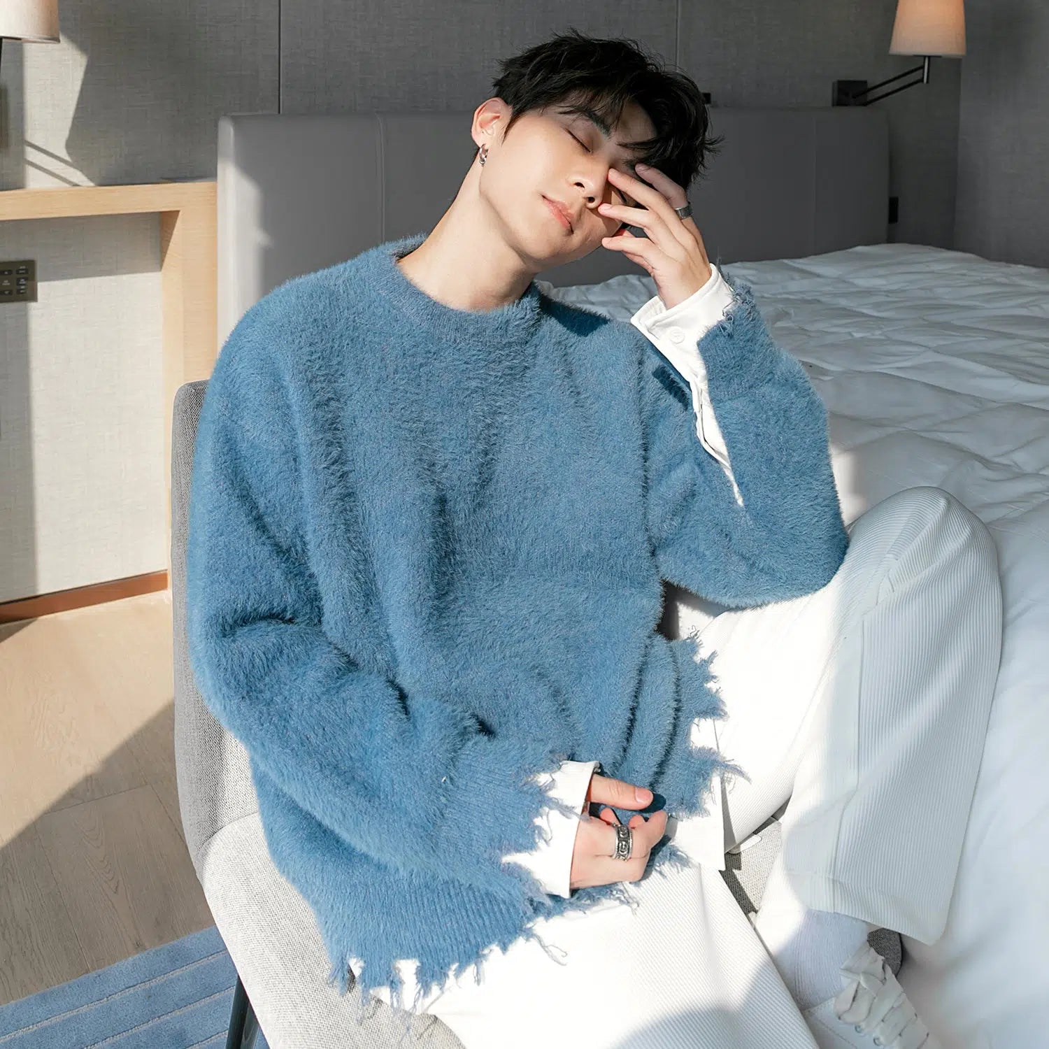 Maxct Two-piece Furry Sweater with Patchwork Cuffs