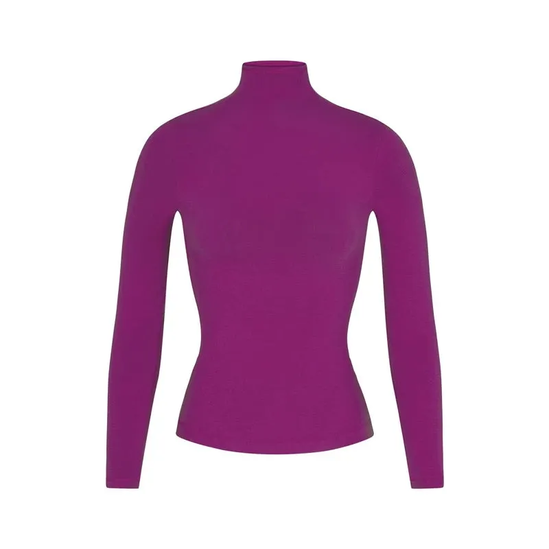 Maxct Solid Color Slim Fit T-shirt Women Spring Autumn Basic Crop Tops Casual Long Sleeve High Neck Female Fashion Tees Clothes