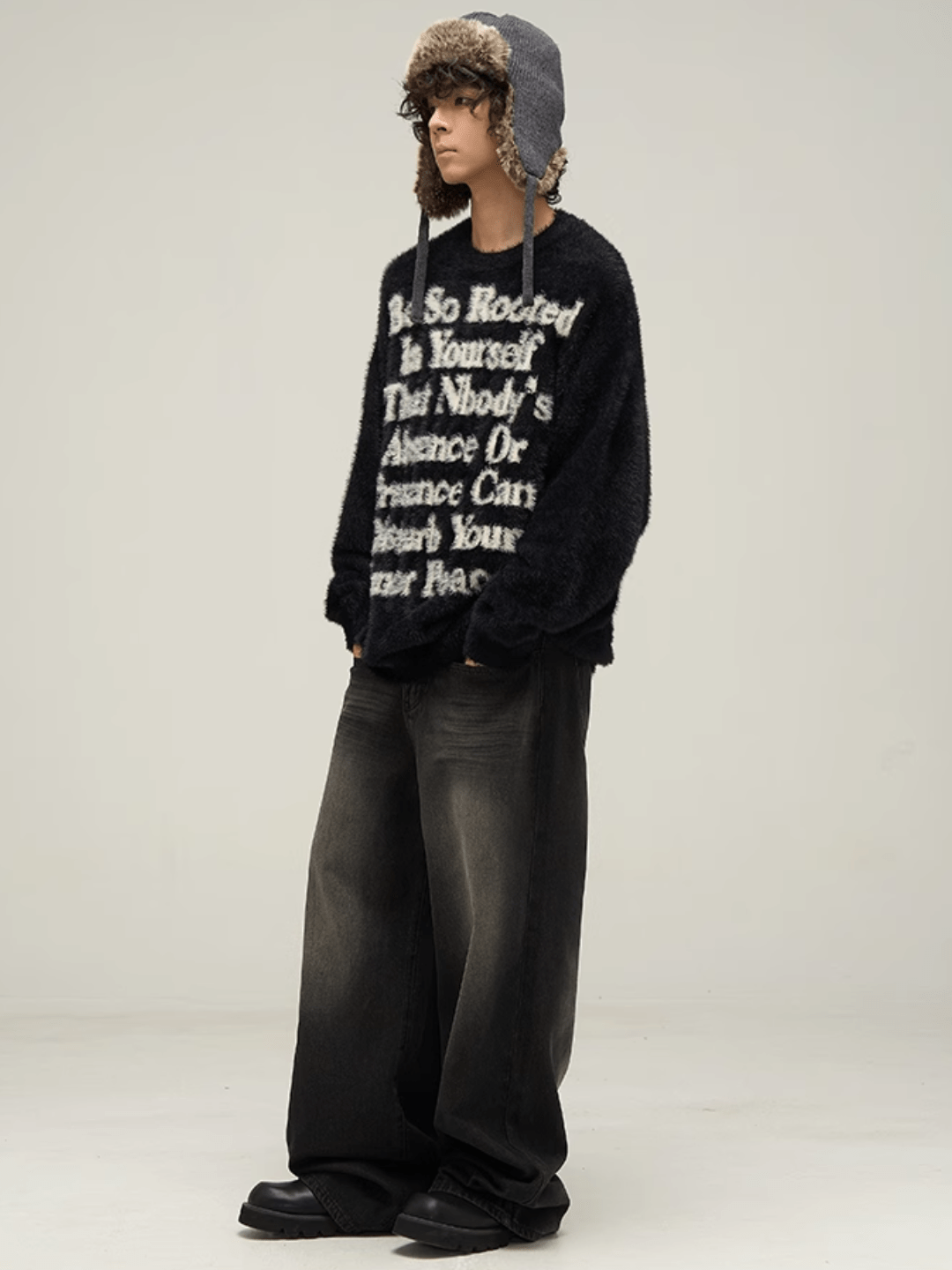 Maxct [Motherfucker] Lazy Wind Round Neck Knit Sweater Na709