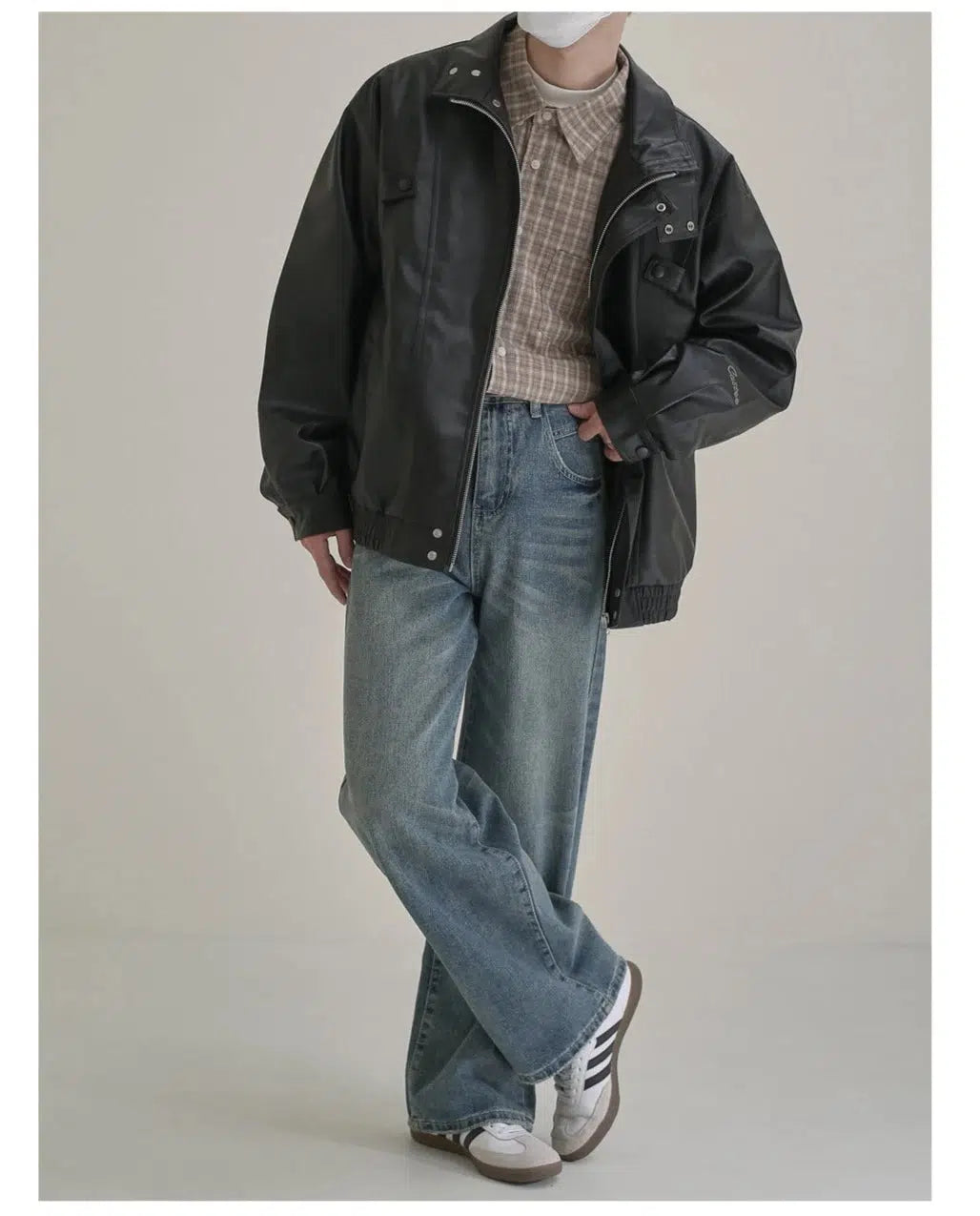 Maxct Stand Collar Black Leather Jacket