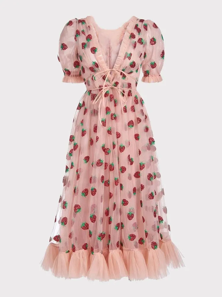 Strawberry Sequin Sweet Dress Maxct