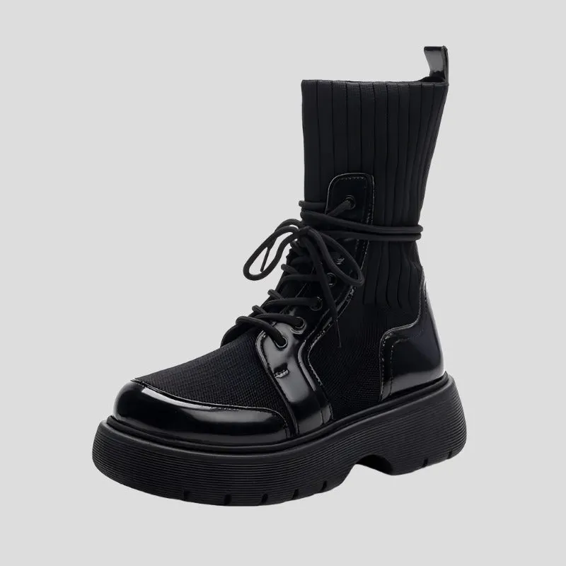 Lace-up Tube Boots for Women Maxct