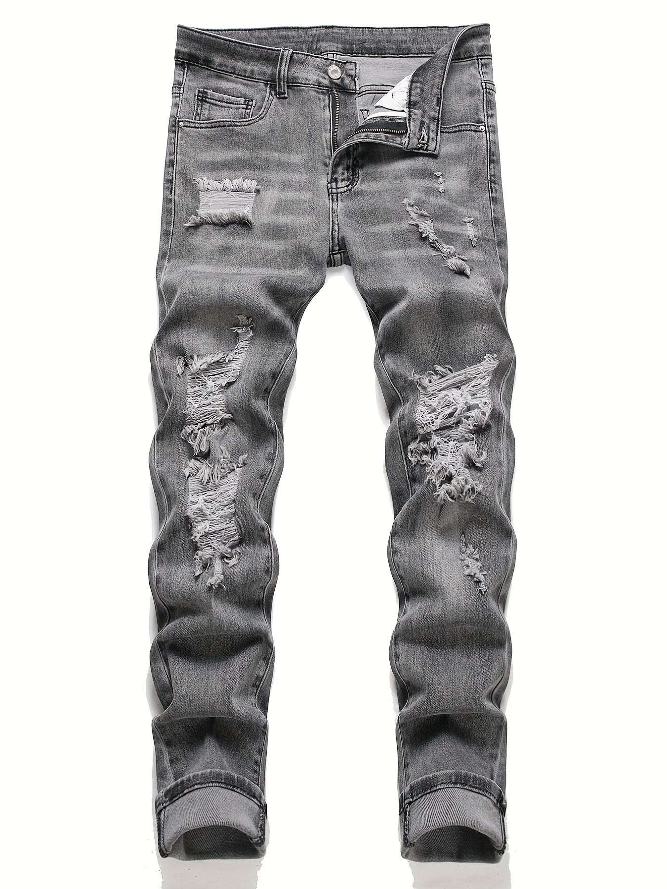 Maxct  Men's Skinny Fit Ripped Stretch Slim Fit Jeans Pants