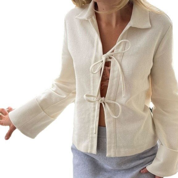 Maxct classy outfits men Spring Lace-up Cardigan Single-Wear Women's Sexy Small Coat