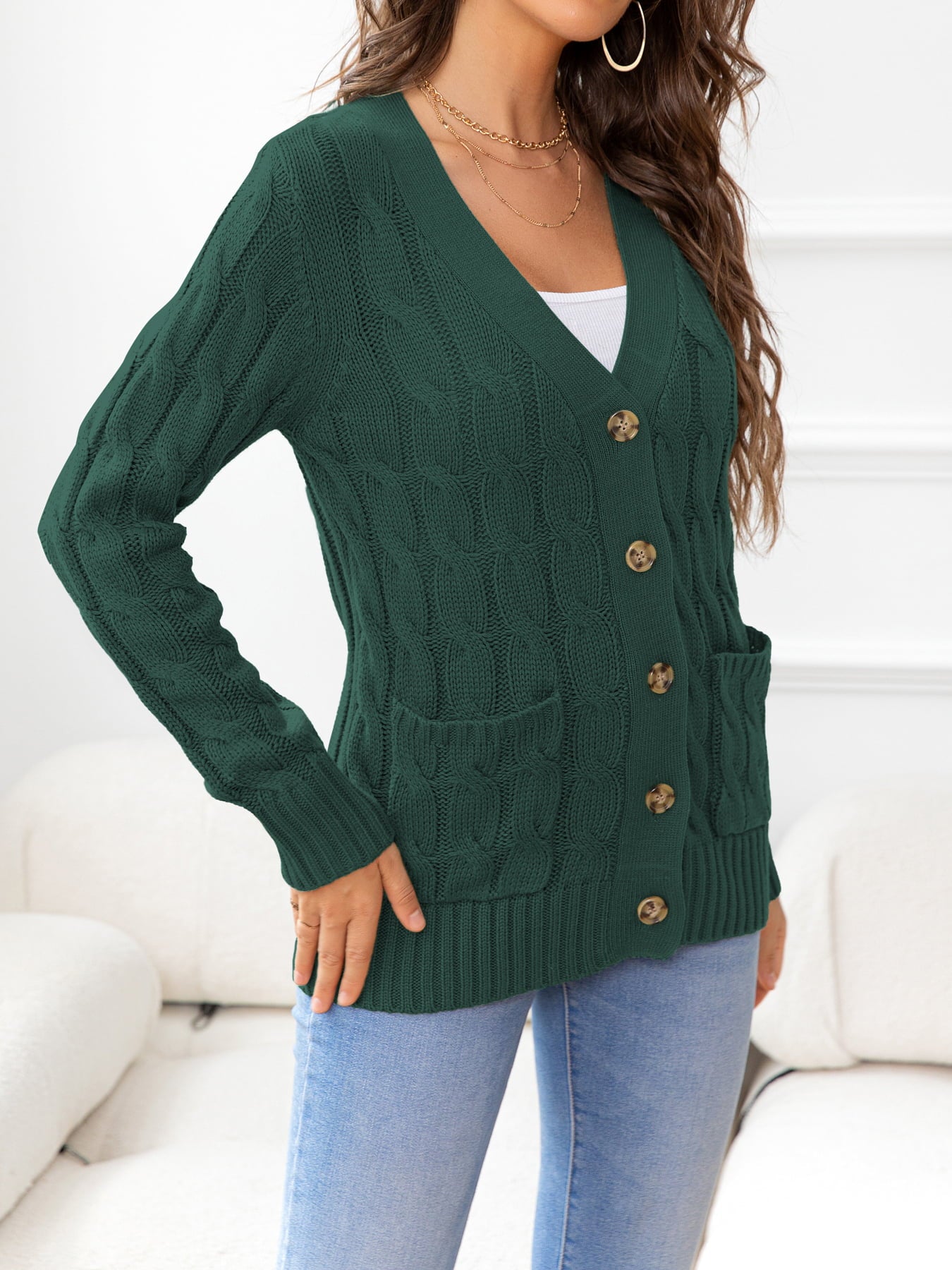 Maxct &Button Down Cable-Knit Cardigan