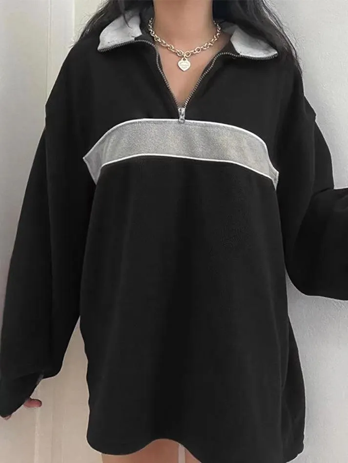 Maxct Fleece Patchwork Half Zip Sweatshirt