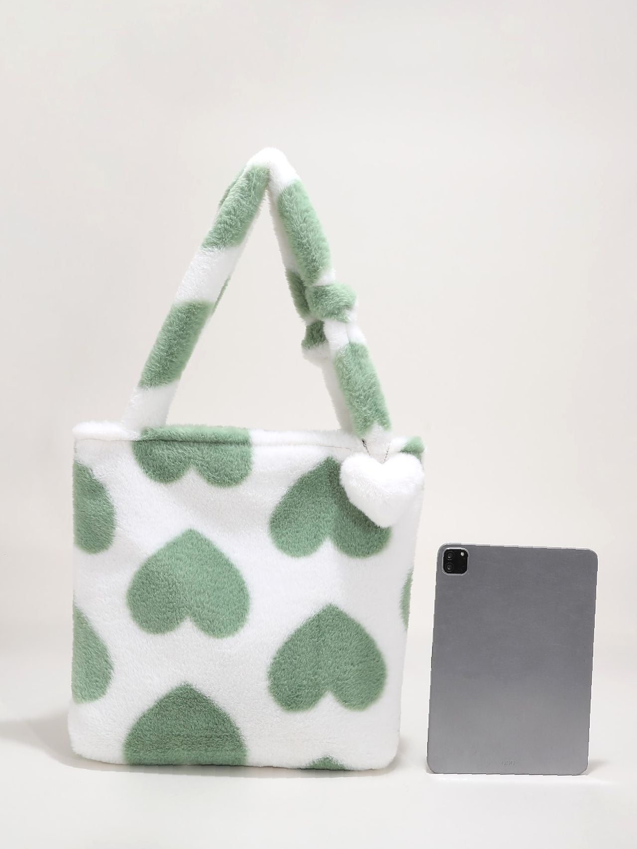 Maxct - Fluffy Heart Pattern Shoulder Tote Bag  - Women Tote Bags