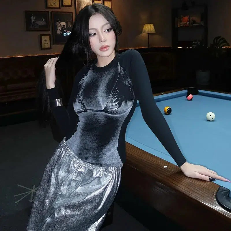 Maxct &Y2K 3D Body Print Top