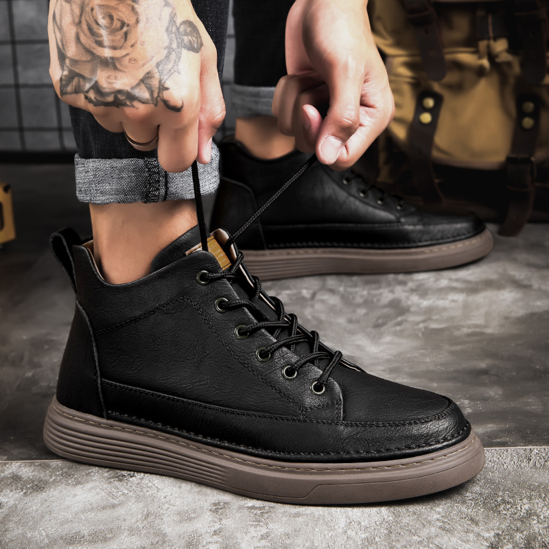 Men's Leather Motorcycle Boots - true deals club
