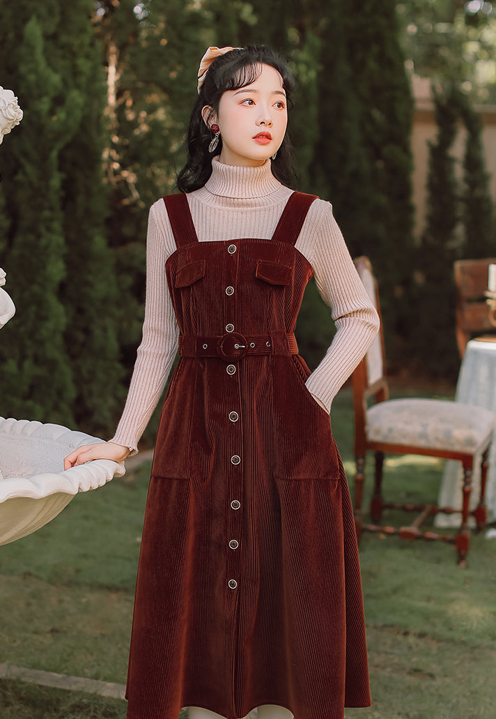 Corduroy Button Up Midi Dress Maxct