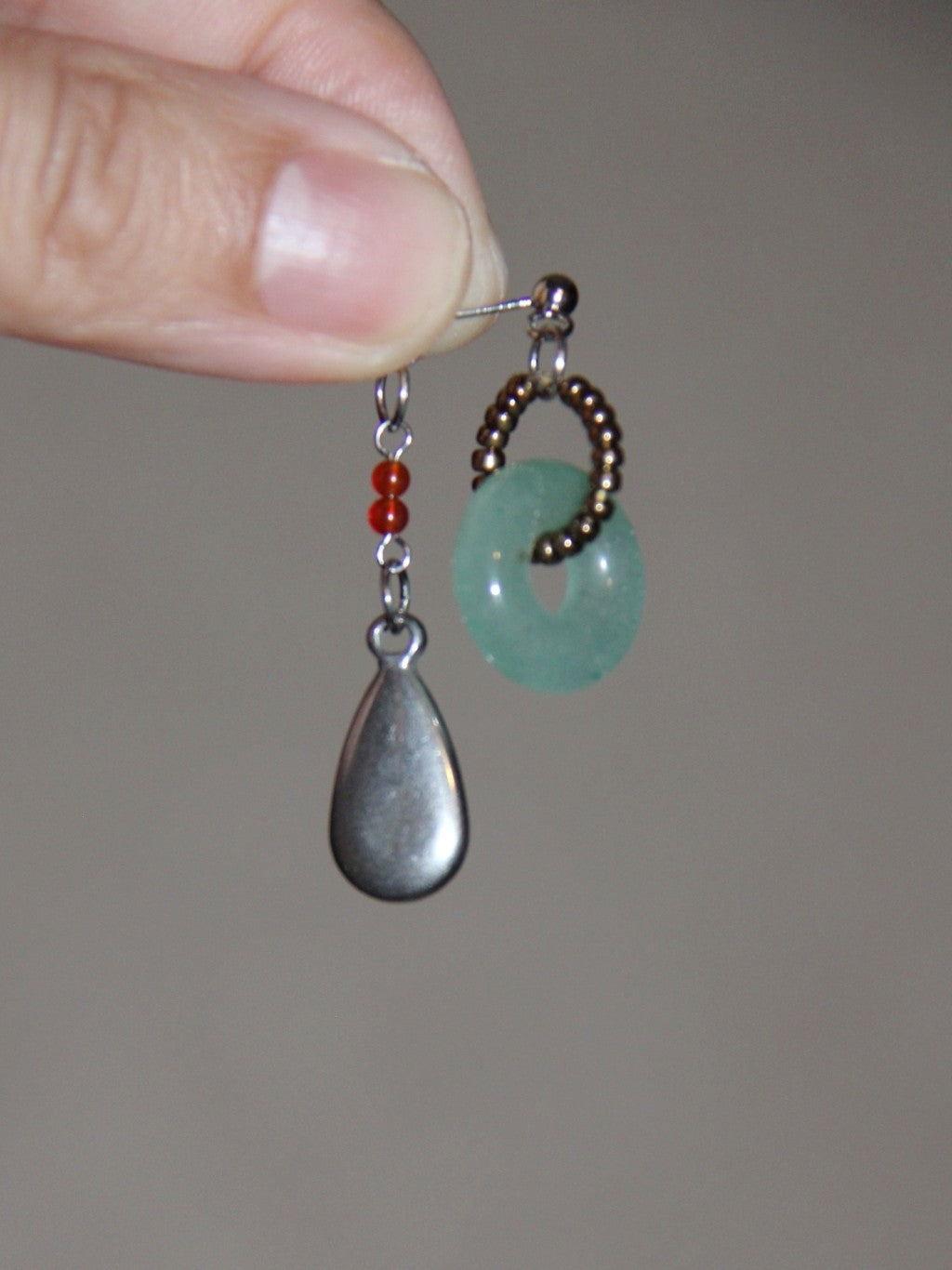「Chinoiserie」 Natural Jade Hoop Beaded Drop Earrings