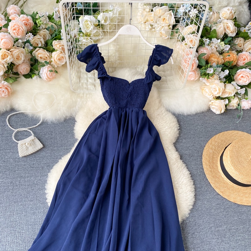 High Waist Slash Neck Women Long Dress Elegant Big Swing A-line Vestidos Verano Vintage Green/Red Party Robe For Female