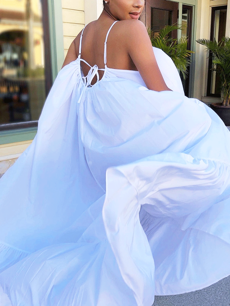 Spaghetti Strap Ruffle Maxi Dress Maxct