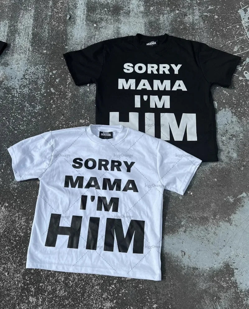 Maxct Street Harajuku Retro Casual Clothing Gothic Punk Round Neck Short-sleeved Women Y2k Letter Printed Oversized Top T-shirt Men