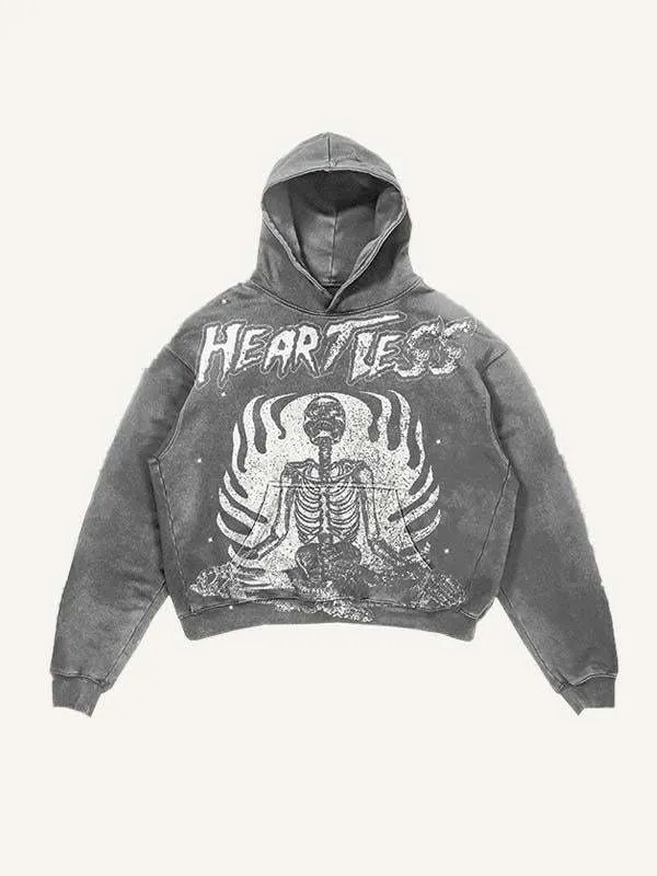 Maxct 2024 New Color Matching Skull Print Pocket 3D Sweater Hoodie Sweatshirt Cos Clothing