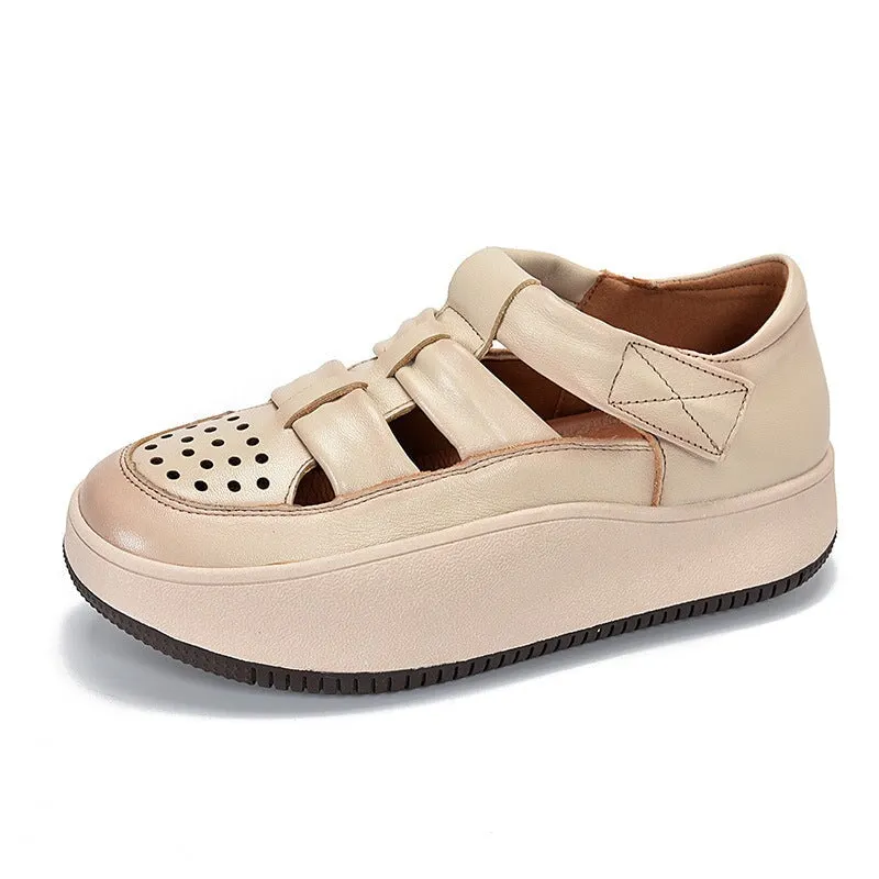 Touch-strap Perforated Platform Sneakers Maxct