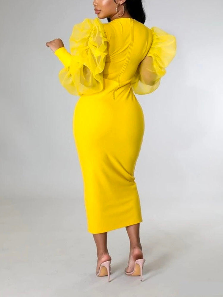 Puff Sleeve Maxi Dresses Maxct