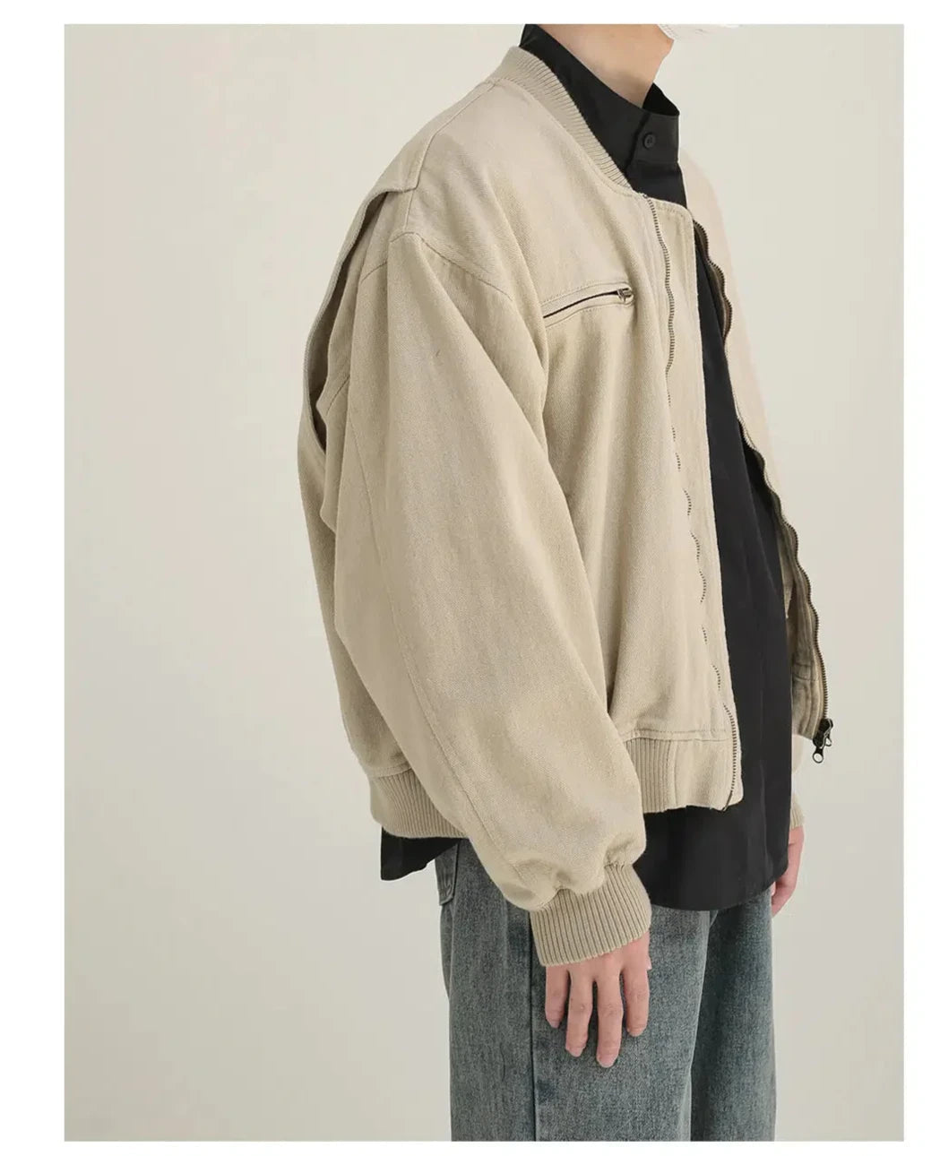 Maxct Washed Baseball Collar Short Jacket