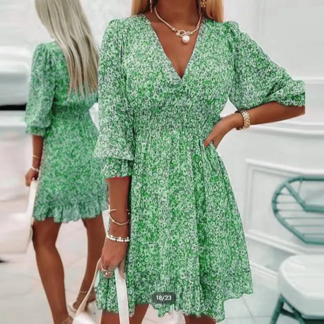 Maxct Maxct New Middle Dress Is A Bohemian Print Short Sleeve Floral Dress