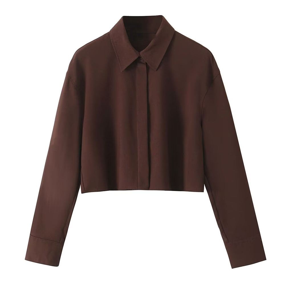 Autumn New Product Women's Clothing Style Long Sleeve Collar Short Shirt High Waist Versatile Shorts Casual Set