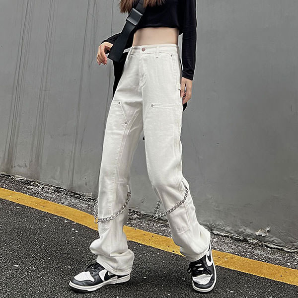 Grunge Aesthetic Chain Jeans Maxct