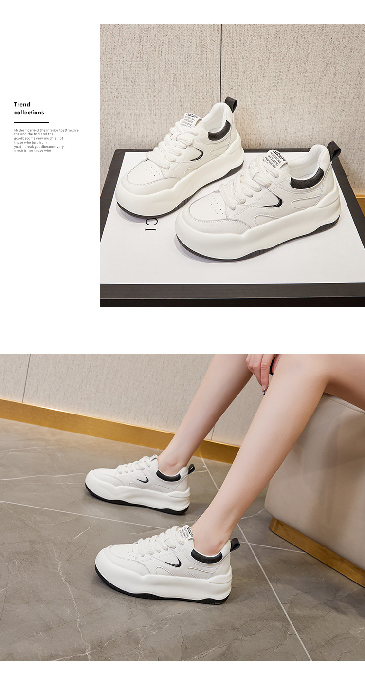 6cm Chunky Women's Sneakers in New Genuine Leather - true deals club