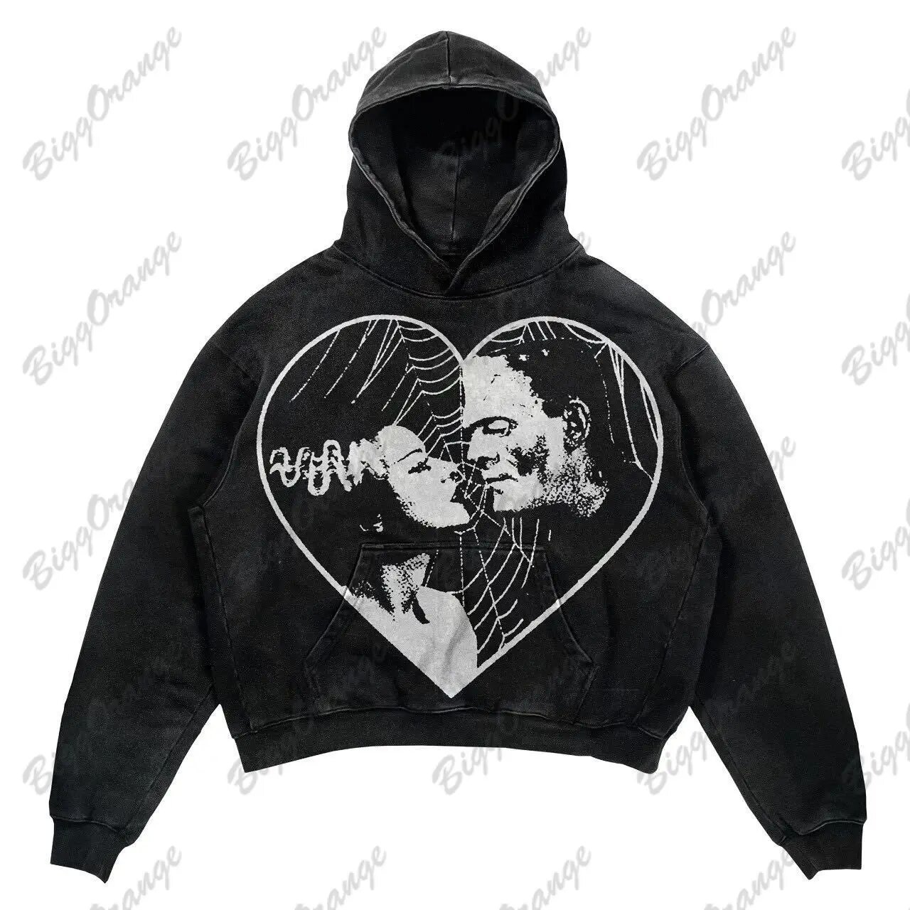 Maxct E-Commerce Black High Street Gothic Matta Mummy Sweater Street Casual Y2k Hoodie