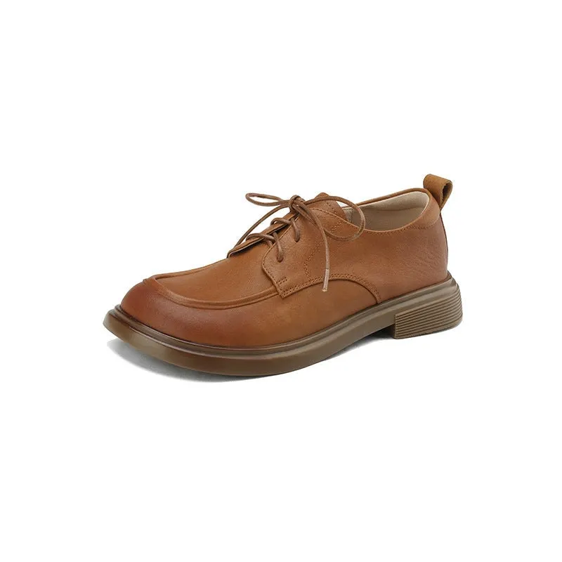 Women's Oxford Hanmdmade Round Toe Lace Up Shoes Maxct