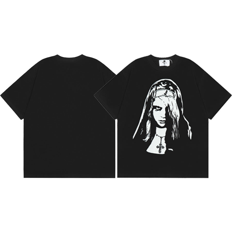 Maxct t shirt American Warren Lotas Joint-Name Skull Character Print Men's Loose round Neck Short Sleeve T-shirt Fashion Brand