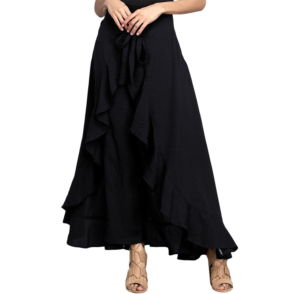 Women's Ruffled High-Waist Palazzo Pants