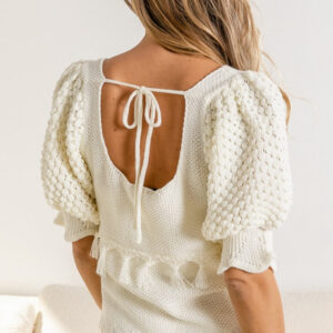 Maxct &BiBi Tassel Detail Textured Square Neck Sweater