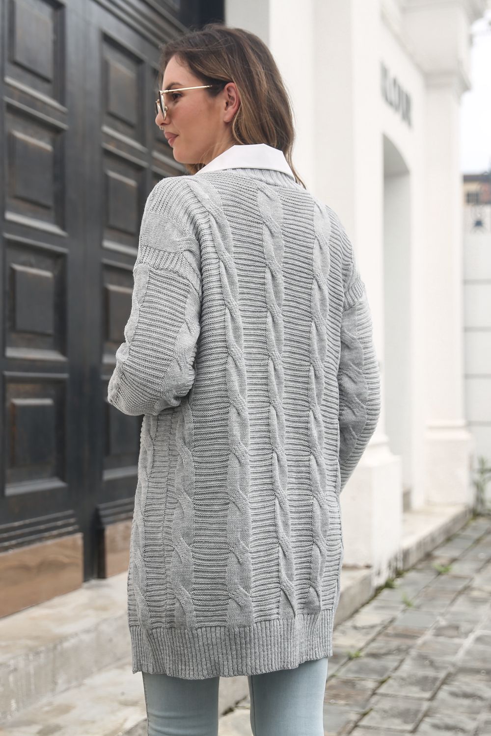 Maxct &Open Front Cable-Knit Cardigan