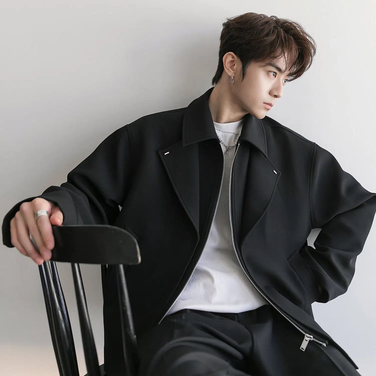 Maxct Two-piece Zip Lapel Wool Jacket