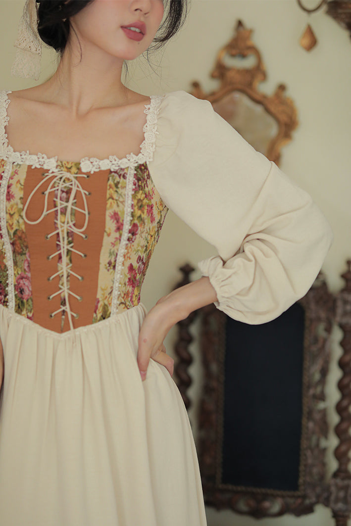 Rustic Rose Lace Up Corset Midi Dress Maxct