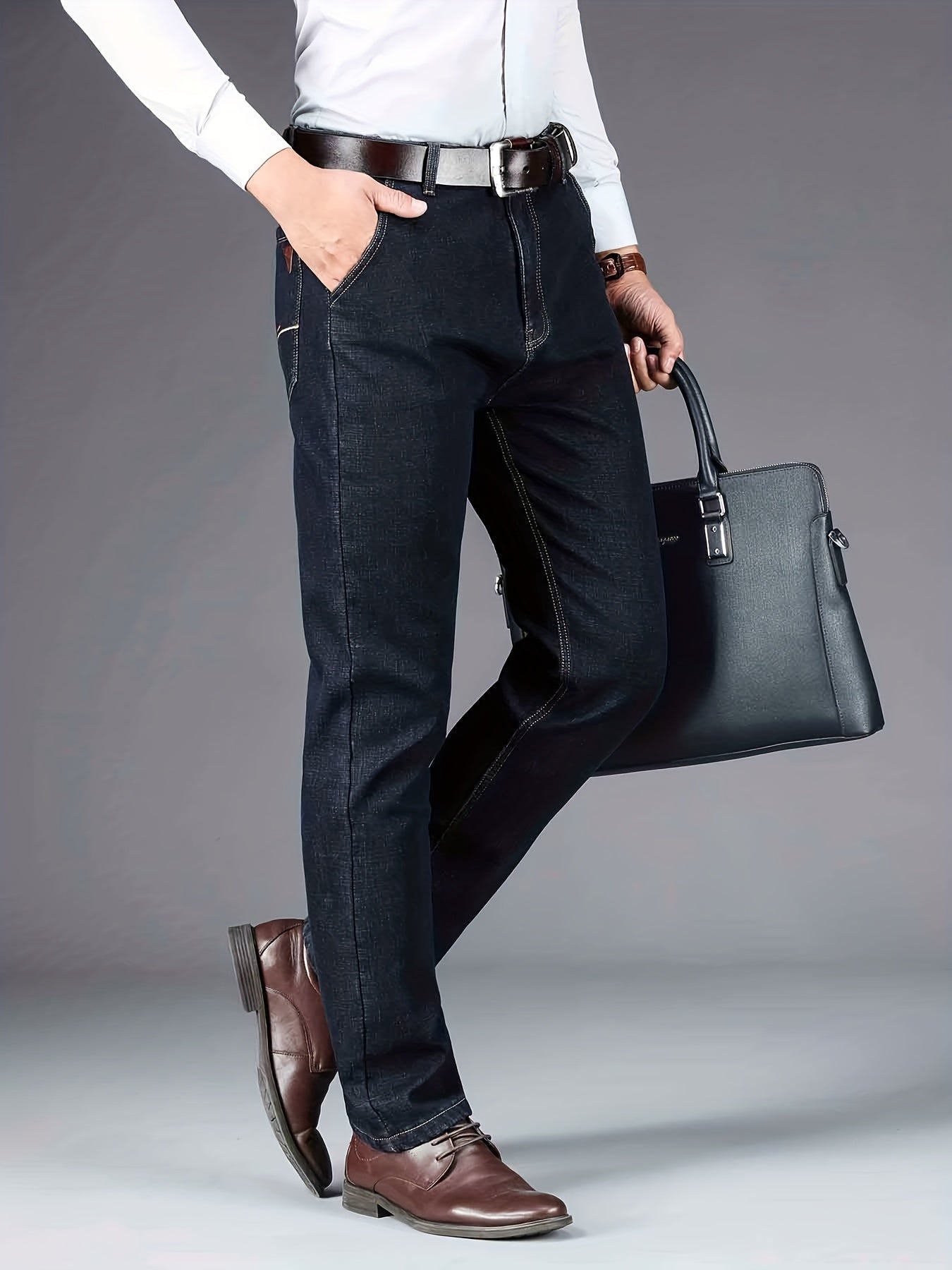 Maxct Chic Jeans For Business, Men's Semi-formal Stretch Dress Pants For All Seasons, Father's Gift