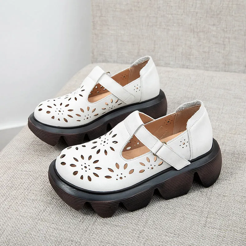 Handmade Light Platform Sandals Mori Girl Style Retro Mary Jane Shoes Grey/Coffee Maxct