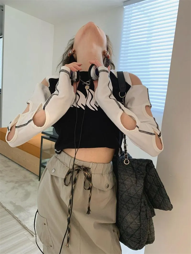 Maxct &Grunge Cut-Out Crop Top