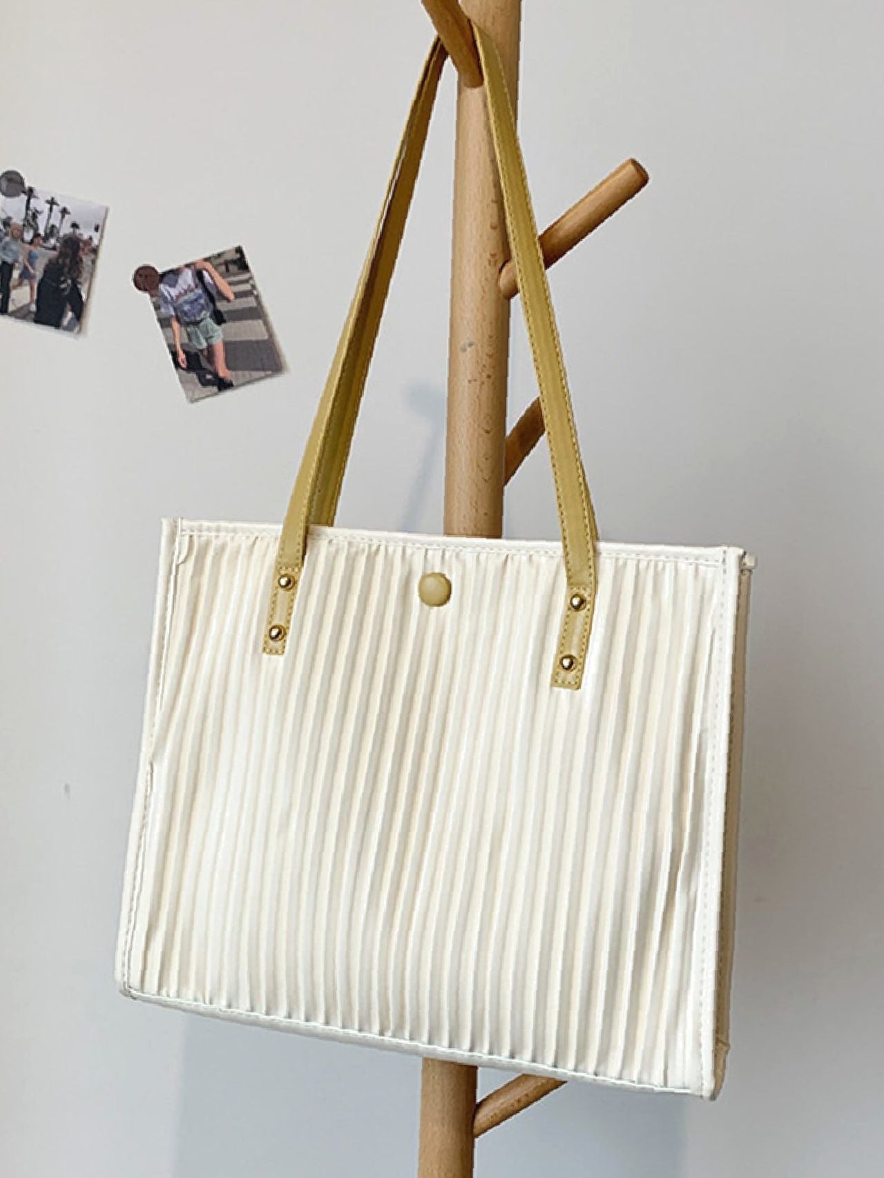 Maxct - Vertical Striped Shoulder Tote Bag  - Women Tote Bags
